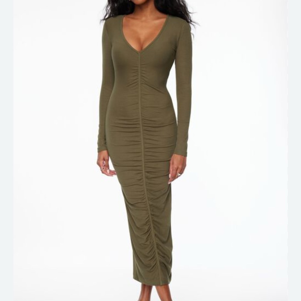 Dynamite Long Sleeve Olive Dress